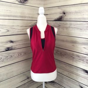 💙Nike Dri Fit Pink & Navy Fitted Zipper Tank Attached Sports Bra Medium